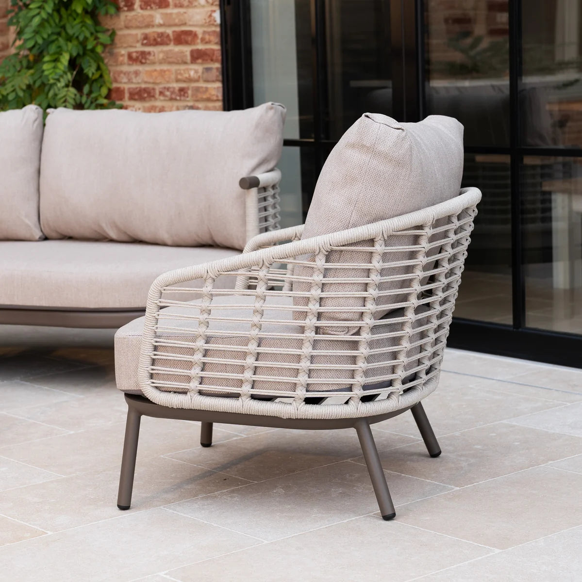 Sutera Curved Chaise Sofa Set in Putty