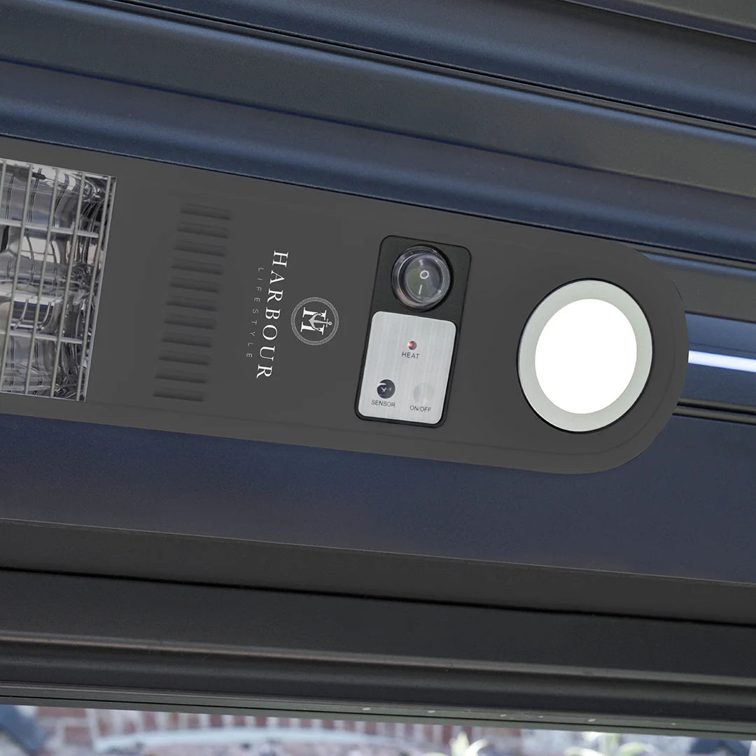 PergoSTET Motorized Wall & Ceiling Mount Smart Pergola Heater with Integrated LED Light (1500W)
