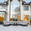 Savona Luxury Outdoor Large U-Shape Corner Sofa Set with Altura Rising Table in Truffle