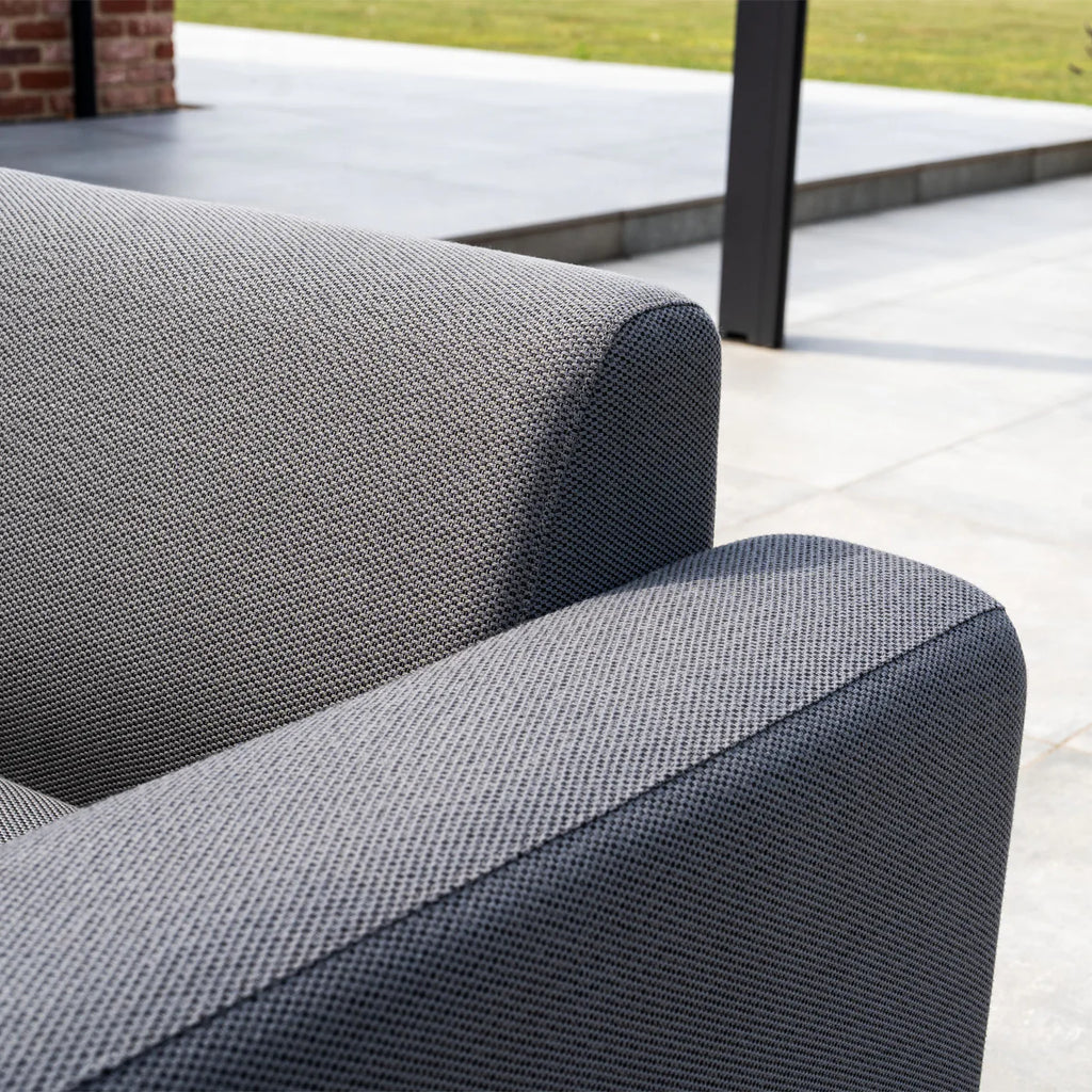 Luna Outdoor Fabric Corner Sofa Set with Firepit Coffee Table in Grey