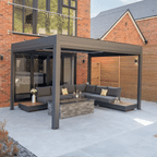 PergoSTET Plus 3m x 4m Rectangular Pergola with 3 Manual Side Blinds and LED Lighting in Grey