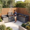 Vesta Modular Corner Outdoor Kitchen with Beefeater 1200E in Grey
