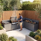 Vesta Modular Corner Outdoor Kitchen with Beefeater 1200E in Grey