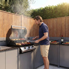 Vesta Modular Corner Outdoor Kitchen with Beefeater 1200E in Grey