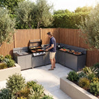 Vesta Modular Corner Outdoor Kitchen with Beefeater 1200E in Grey