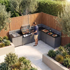 Vesta Modular Corner Outdoor Kitchen with Beefeater 1200E in Grey