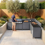 Vesta Modular Corner Outdoor Kitchen with Beefeater 1200E in Grey