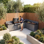 Vesta Modular Corner Outdoor Kitchen with Beefeater 1200E in Grey