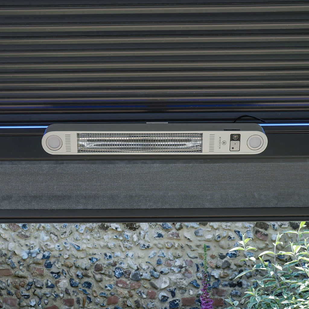 PergoSTET Motorized Wall & Ceiling Mount Smart Pergola Heater with Integrated LED Light (1500W)