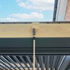 PergoSTET Plus 3m x 4m Rectangular Pergola with 3 Manual Side Blinds and LED Lighting in Wood Effect