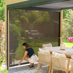 PergoSTET Plus 3m x 4m Rectangular Pergola with 3 Manual Side Blinds and LED Lighting in Wood Effect