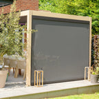 PergoSTET Plus 3m x 4m Rectangular Pergola with 3 Manual Side Blinds and LED Lighting in Wood Effect