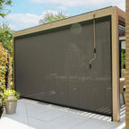PergoSTET Plus 3m x 4m Rectangular Pergola with 3 Manual Side Blinds and LED Lighting in Wood Effect