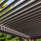 PergoSTET Plus 3m x 4m Rectangular Pergola with 3 Manual Side Blinds and LED Lighting in Wood Effect