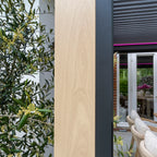 PergoSTET Plus 3m x 4m Rectangular Pergola with 3 Manual Side Blinds and LED Lighting in Wood Effect