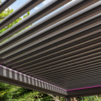 PergoSTET Plus 3m x 3m Square Pergola with 3 Manual Side Blinds and LED Lighting in Grey