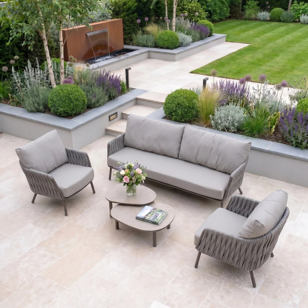 Capri 3 Seat Sofa Set in Stone Grey