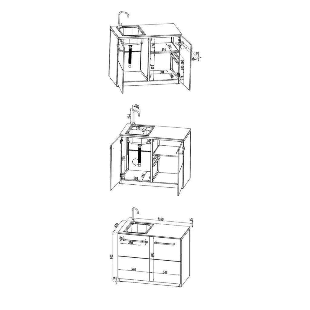 Cozze® Elements Outdoor Kitchen 110 Sink Module with Worktop