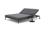 Luna Fabric Double Sun Lounger In Grey All Weather Aluminium Frame With Rust Resistant Powder Coat