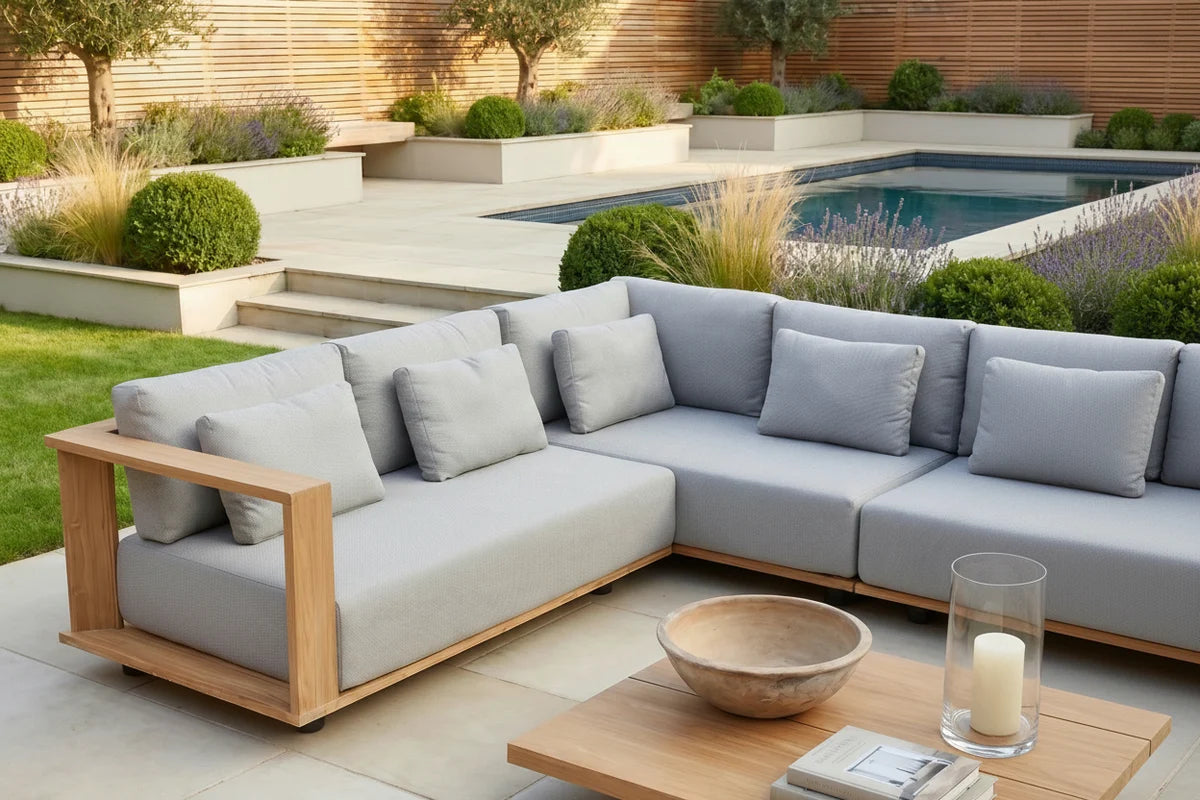 Eternity Modular Teak Corner Group in Light Grey