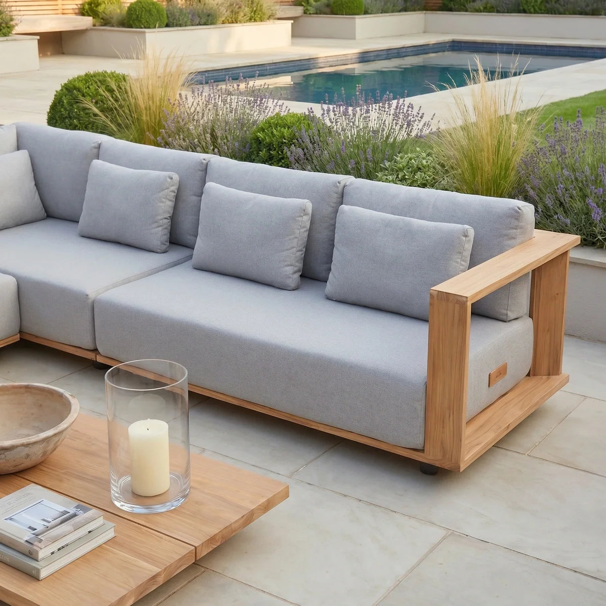 Eternity Modular Teak Corner Group in Light Grey