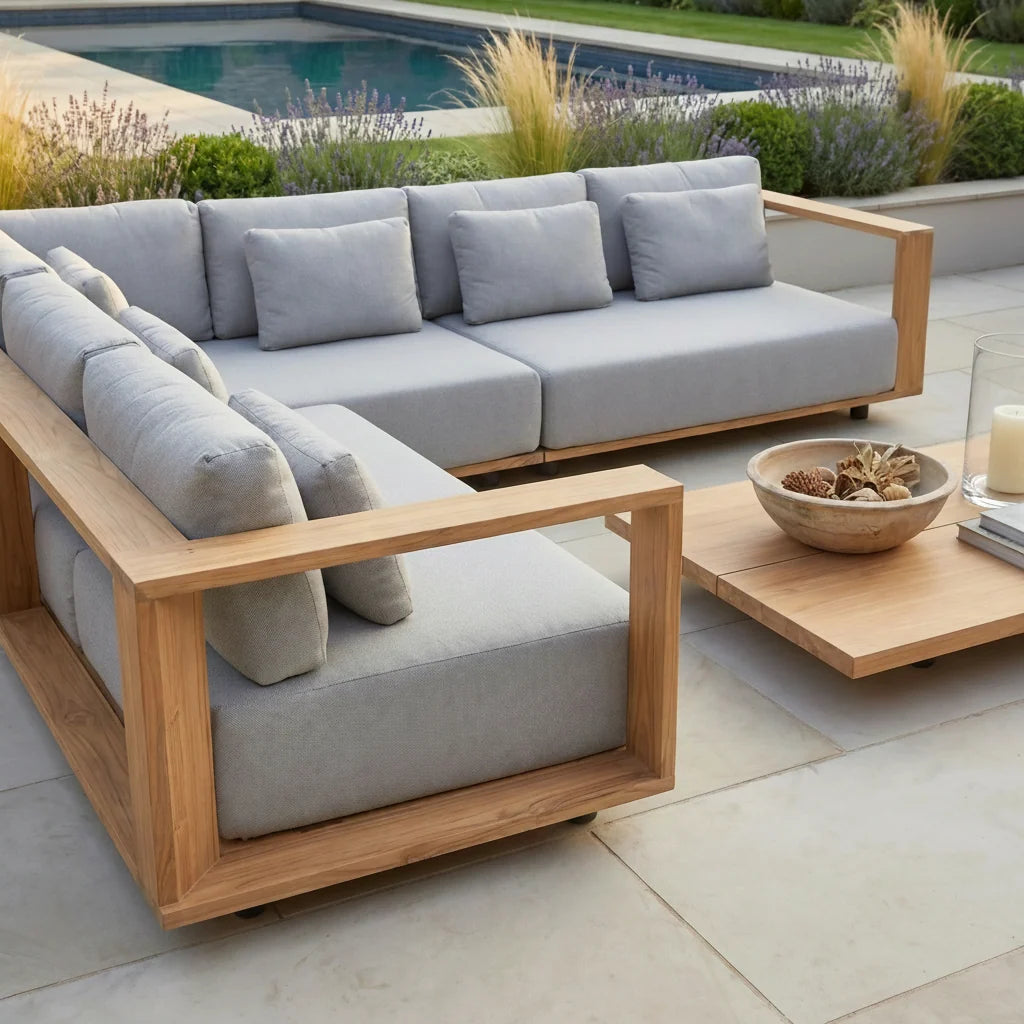 Eternity Modular Teak Corner Group in Light Grey