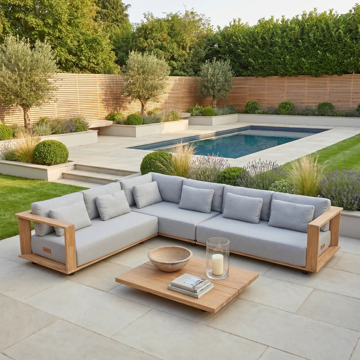 Eternity Modular Teak Corner Group in Light Grey