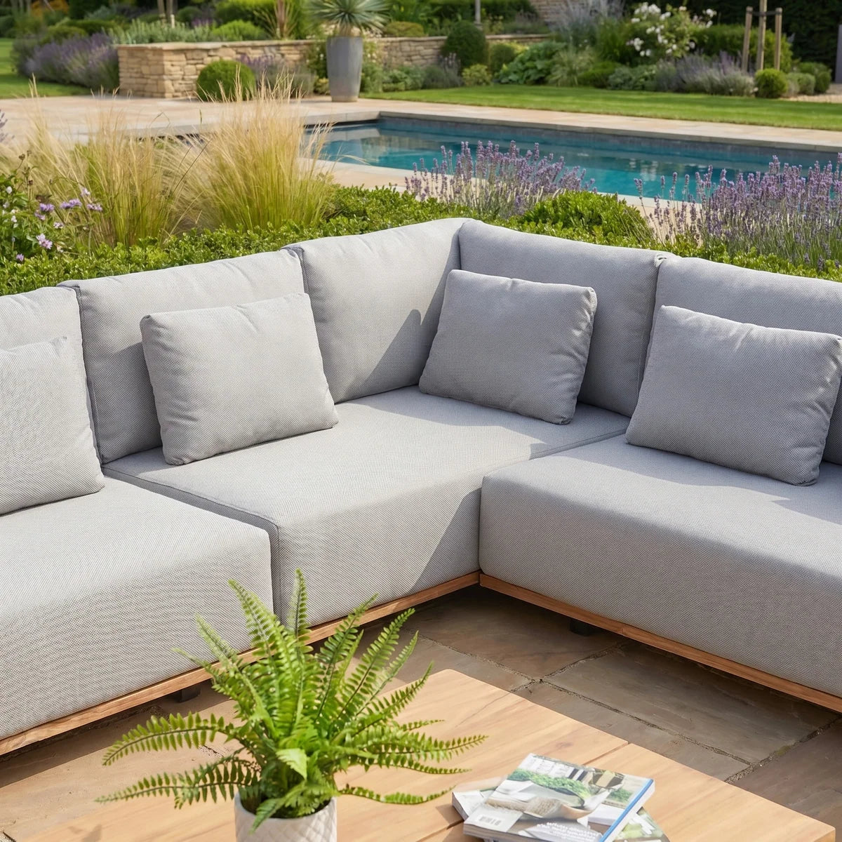 Eternity Modular Teak Corner Group in Light Grey