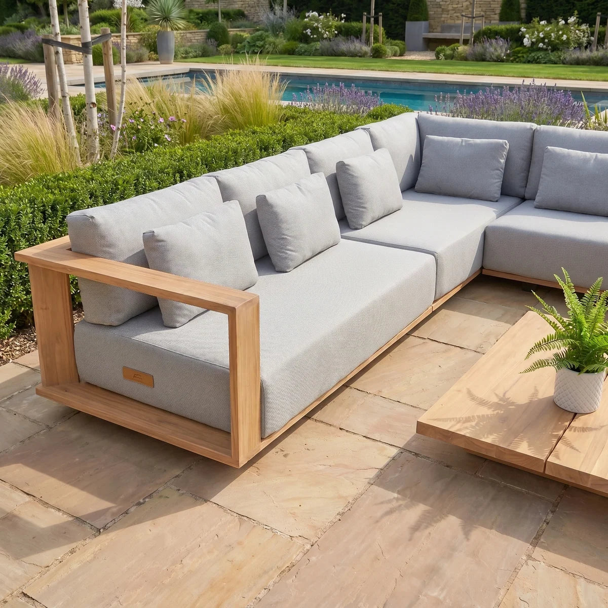 Eternity Modular Teak Corner Group in Light Grey