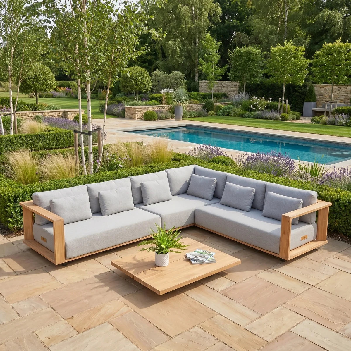 Eternity Modular Teak Corner Group in Light Grey