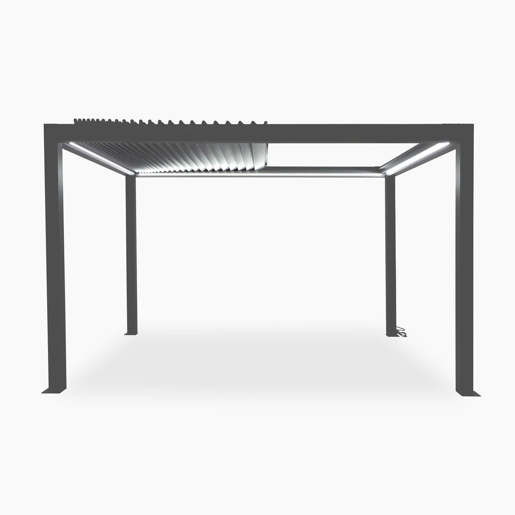 Abierto Motorised 3m x 4m Frame Only Pergola with Retractable Roof and LED Lighting in Grey - Includes Installation/Delivery