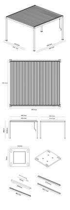 PergoSTET Plus 4m X 4m Square Pergola With LED Lighting Frame Only Latte