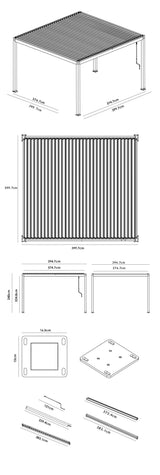 PergoSTET Plus Frame Only 4m x 4m Square Pergola with LED Lighting in Wood Effect