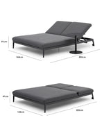 Luna Fabric Double Sun Lounger In Grey All Weather Aluminium Frame With Rust Resistant Powder Coat