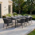 Pello 8 Seat Extending Dining Set with Ceramic Table in Grey