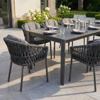 Pello 8 Seat Extending Dining Set with Ceramic Table in Grey