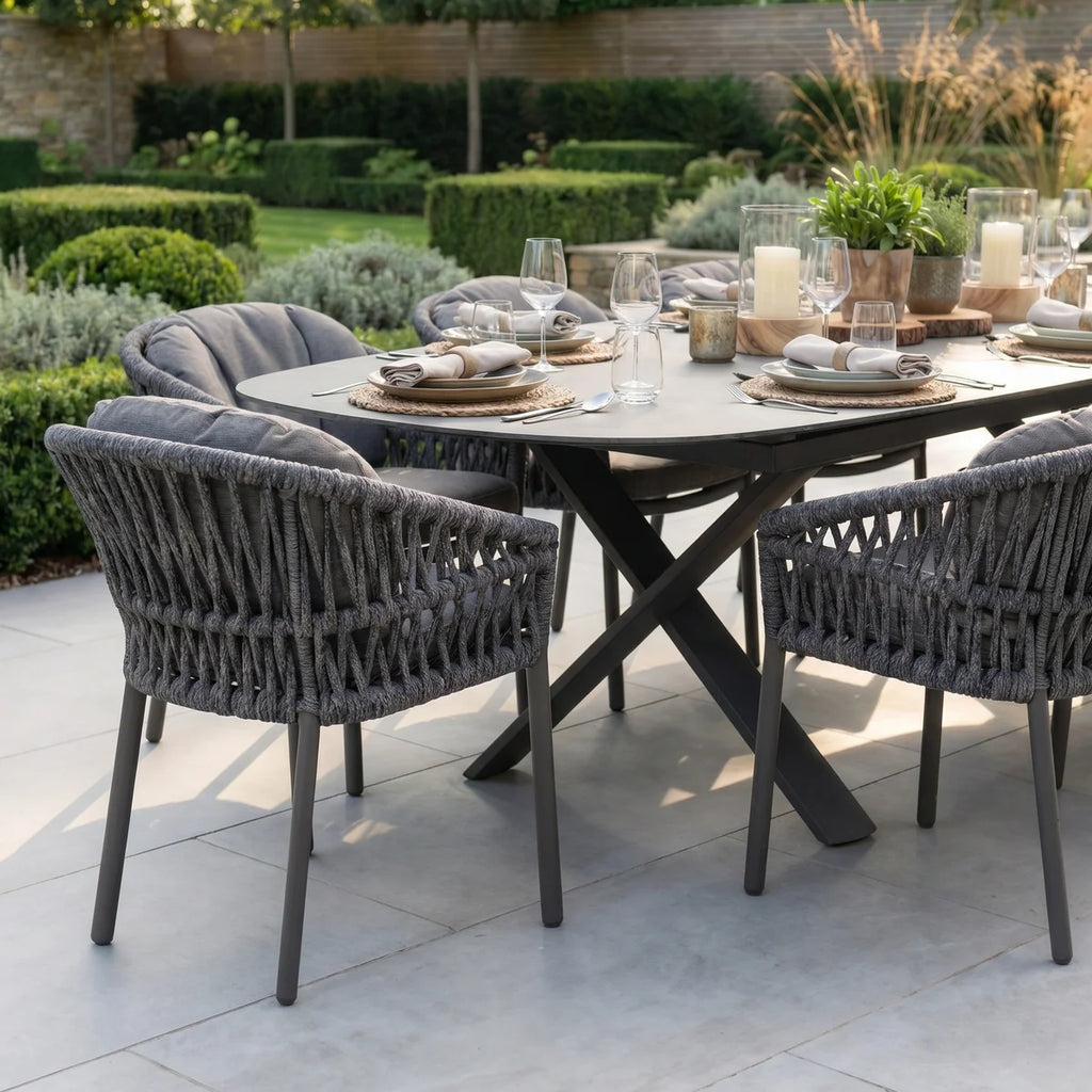 Pello 8 Seat Oval Dining Set with Albatross Extending Table in Grey