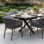 Pello 8 Seat Oval Dining Set with Albatross Extending Table in Grey