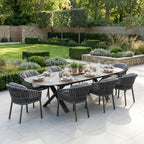 Pello 8 Seat Oval Dining Set with Albatross Extending Table in Grey