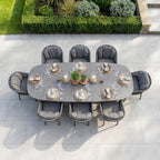 Pello 8 Seat Oval Dining Set with Albatross Extending Table in Grey