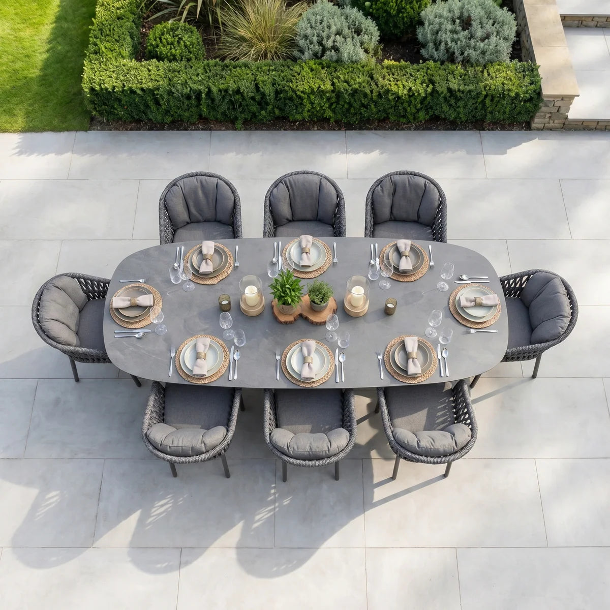 Pello 8 Seat Oval Dining Set with Albatross Extending Table in Grey