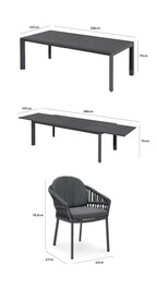 Pello 8 Seat Extending Dining Set with Ceramic Table in Grey