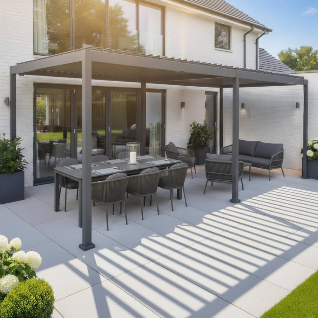 PergoSTET Lite Neo 3m x 7m Metal Rectangular Pergola in Grey