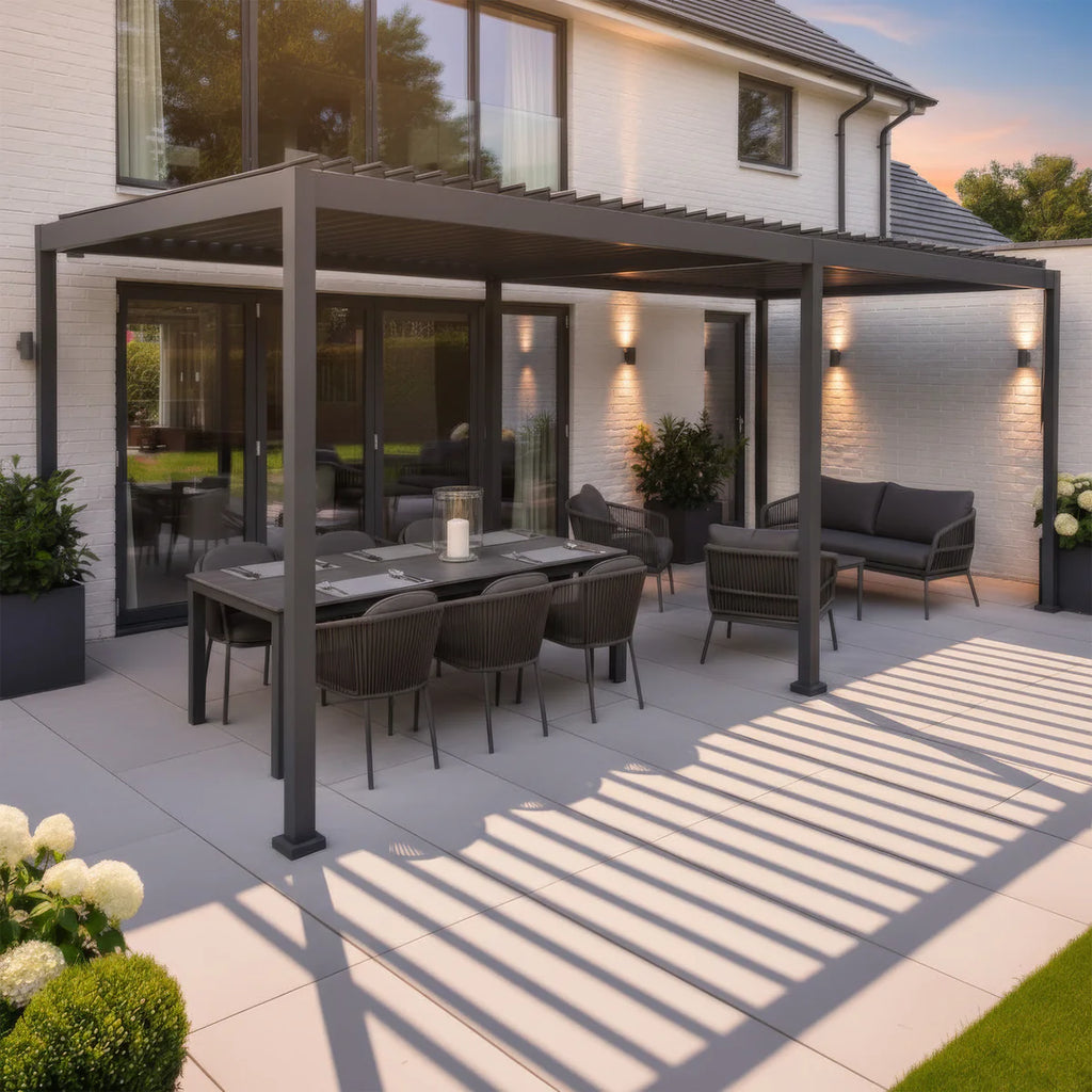 PergoSTET Lite Neo 3m x 7m Metal Rectangular Pergola in Grey