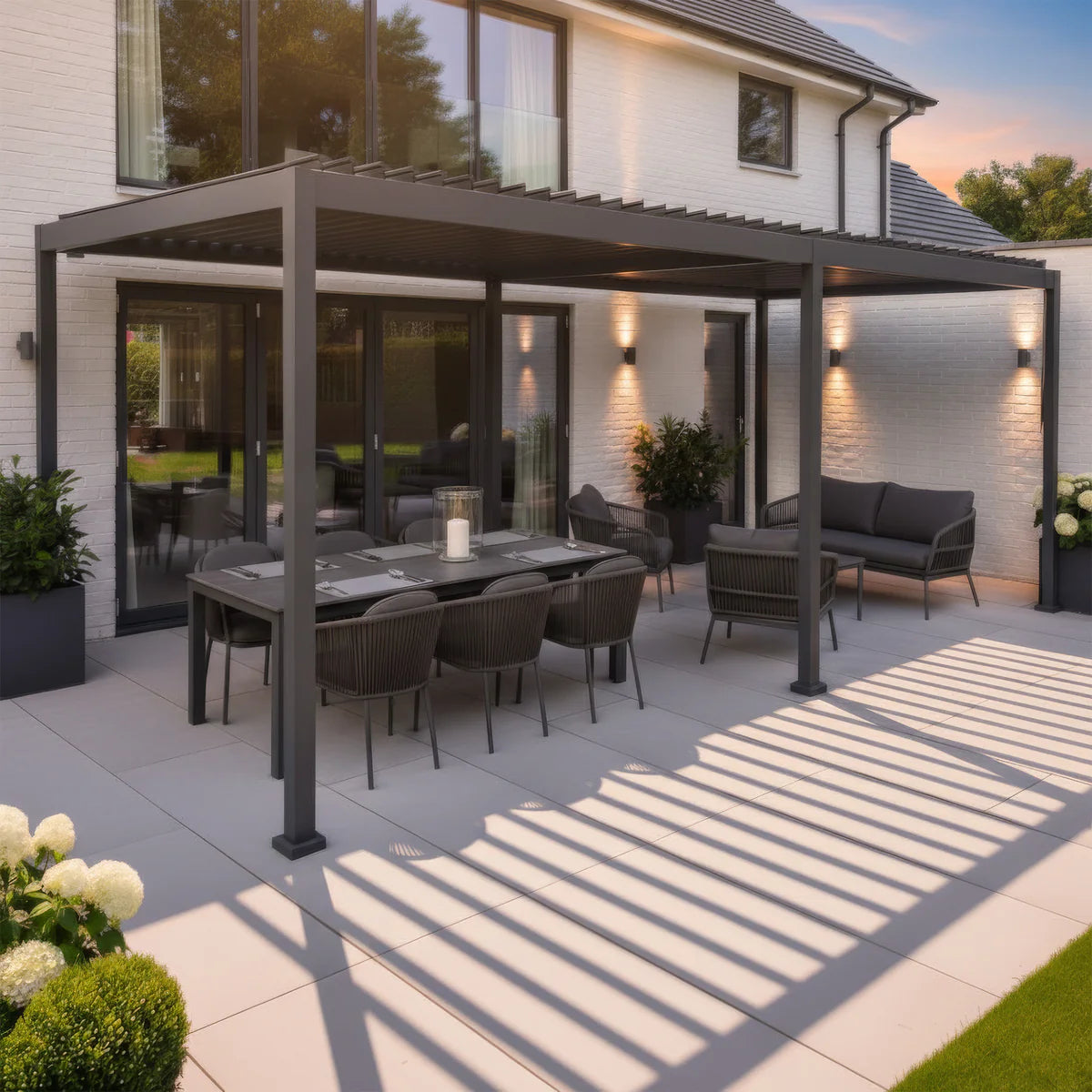 PergoSTET Lite Neo 3m x 7m Metal Rectangular Pergola in Grey