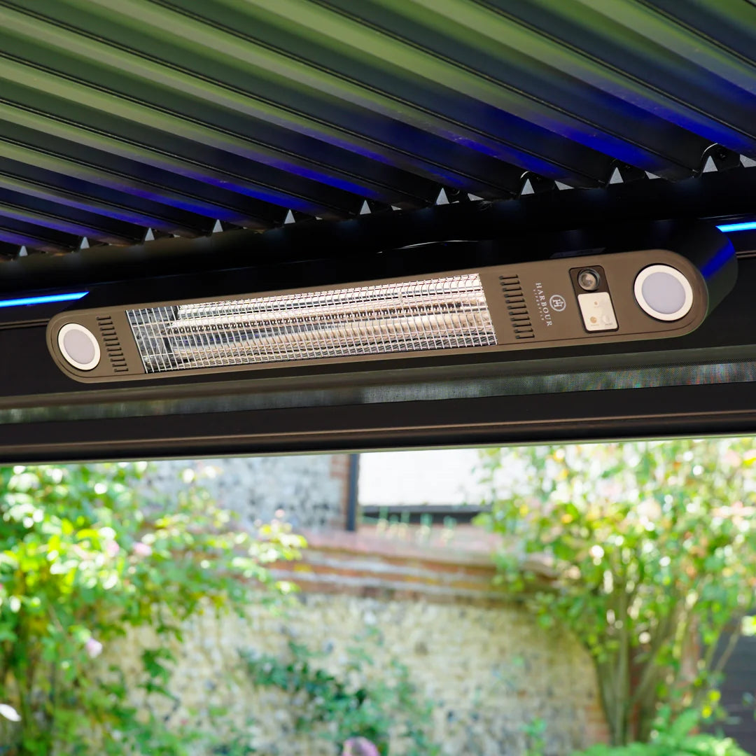 PergoSTET Motorized Wall & Ceiling Mount Smart Pergola Heater with Integrated LED Light (1500W)