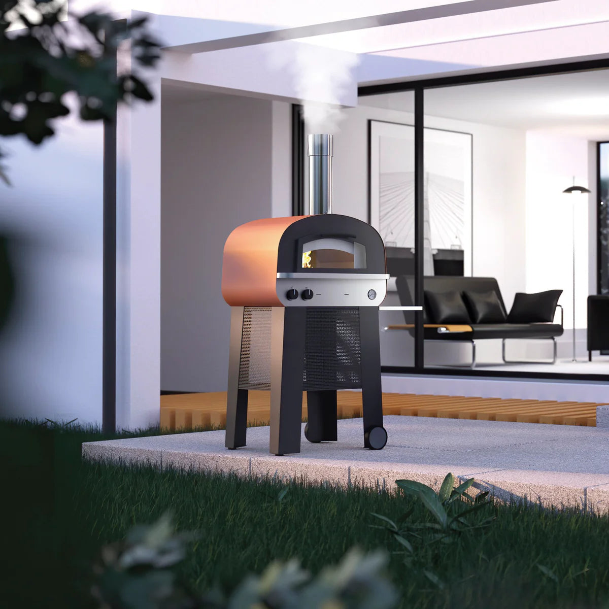 Fontana Piero Gas & Wood Pizza Oven Including Trolley