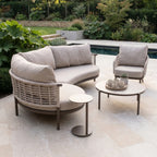 Sutera Curved Chaise Sofa Set in Putty