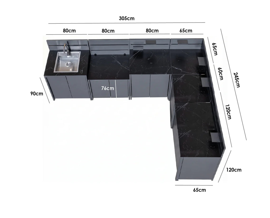 Vesta Modular Corner Outdoor Kitchen with Beefeater 1200E in Grey