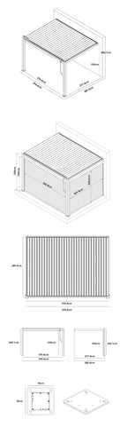 PergoSTET Plus 3m x 4m Rectangular Wall Mounted Pergola With Tilting Louvres And LED Lighting